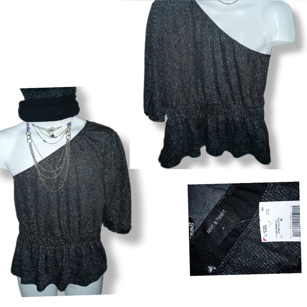 Catch Your Gaze - One Shoulder Peplum Top NWT